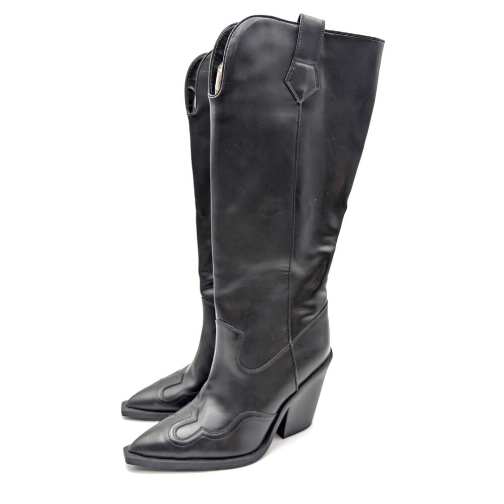 Abound Zahra Knee High Western Boots Side Zip Women's Black Size US7.5M EU37.5